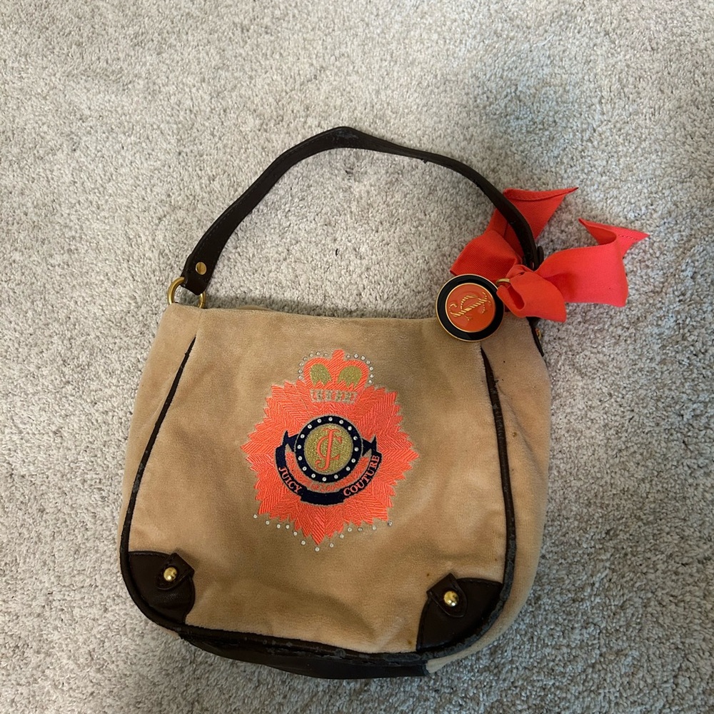 Stylish Tan and Black vintage Juicy Couture shoulder women's Bag